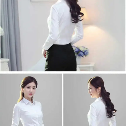 Summer White Short Sleeve Women's Professional Work Shirt Loose Fit Korean Style Plus Size OL Interview Top Button-Up Shirt