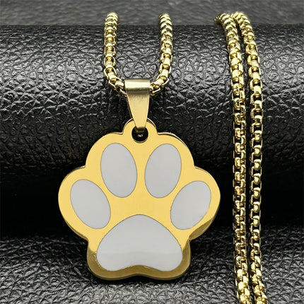 Punk Dog Paw Pendant Necklace for Women Men Stainless Steel Gold Silver Color Animal Puppy Claw Chain Jewelry colar masculino