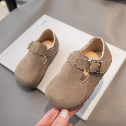 Boys Girls Flat Shoes Retro Non-slip Sweet Kids Moccasins Soft Sole 2024 New Fashion Children Leather Shoes Hook&loop Elegant