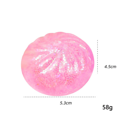 Color Glitter Dumpling Squishes Stress Balls Fidget Sensory Toys Simulation Food Squishies Bun with Steamer Squeeze Dough Gifts