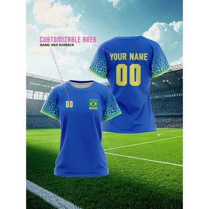 3D Printed Brazil Sports T-Shirt For Men Customized Pattern Tees Fashion Unisex Casual Street Round Neck Short Sleeve T Shirts