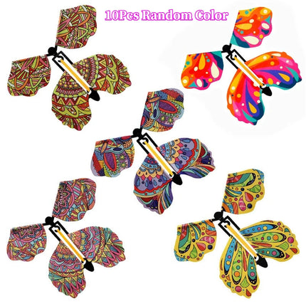 10Pcs Magic Flying Butterfly Fairy Flying Toys Wind Up Butterfly Toys Great Surprise Party Great Surprise Gift Magic Tricks