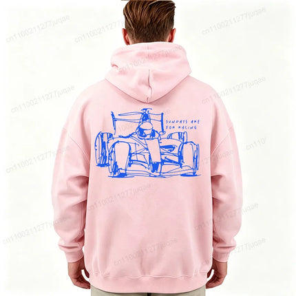 Sunday Racing Car Printed Men's Hoodies Long Sleeve Fleece Sweatshirts Hip Hop Casual Streetwear Tops Automotive Enthusiast Gift