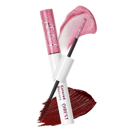 QIBEST Double-Ended Diamond Glitter Mascara Lasting Colored Mascara Eyelashes Pink Blue Green Red Voluminous Mascara Rimel