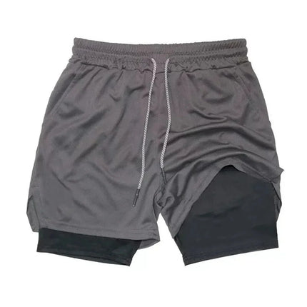 Men's Double-Layer Breathable Quick-Drying Sports Pants Trendy Summer Fitness Quarter Shorts for Active Wear