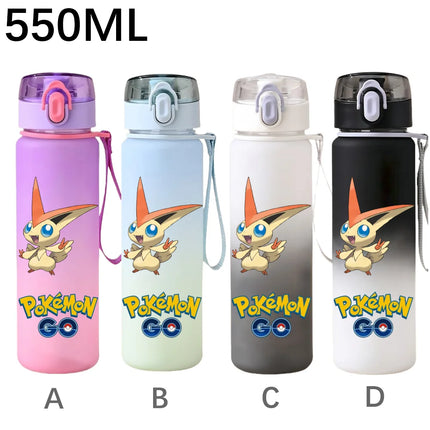 550ML Pokemon Sports Water Bottle Pikachu Mewtwo Gengar Eevee Portable Cartoon Drinking Cup Outdoor Hiking Gym Fitness Jugs