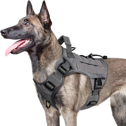 Adjustable No-Pull Tactical Dog Harness with Handle, Reflective Military Vest for Large Dogs, Labrador