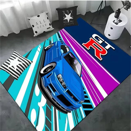 Skyline R34 Rug Velvet Flannel Printed Floor Mat Car Design Decorative Carpet Living Room Home Decor