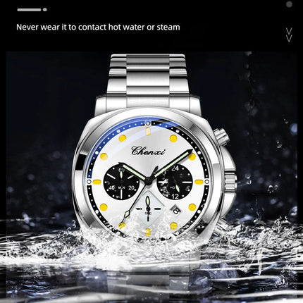 CHENXI Men's Watch Multifunctional Fashion Quartz with Calendar Luminous Display Men Watches Chronograph Business Wristwatch