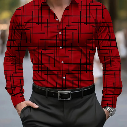 Men's Stylish Red Floral Print Dress Shirt - Casual Long Sleeve Button-Up Design Spring Fashion Shirt Floral Print Shirt