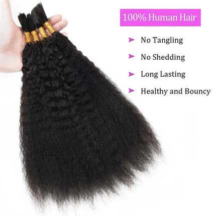 Human Hair Bulk For Braiding No Weft Kinky Straight Wet And Wavy Braiding Hair 100g Yaki Straight For Boho Braids Extension