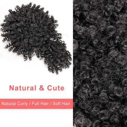 Afro Puff Drawstring Ponytail with Bangs Pineapple Updo Hair for Black Women, Short Kinky Curly Synthetic Ponytail Bun