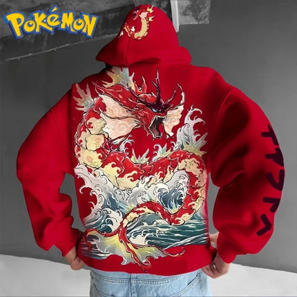 Pokémon Men's Hoodie 2025 Autumn/Winter Anime Gyarados Print Loose Street Casual Japanese Trendy Versatile Original Jumper Top