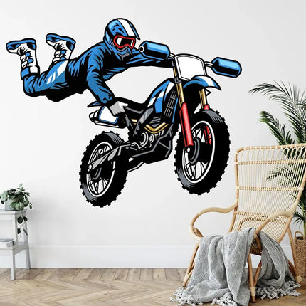 Motocross Dirt Bike Wall Decal Boys Bedroom Playroom Home Decoration Motorbike Extreme Sport Art Window Sticker Mural