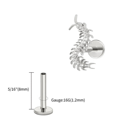 Right Grand ASTM F136 Titanium 16G Gothic Centipede Cartilage Earring Punk Helix Tragus Conch Snug Ear Labret Piercing Jewelry