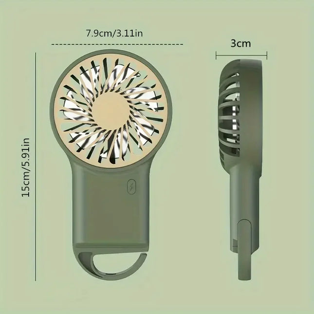 Portable Mini Fan With Carabiner, USB Rechargeable Silent Foldable Table Fan, Handheld Pocket Fan For Home Office Travel