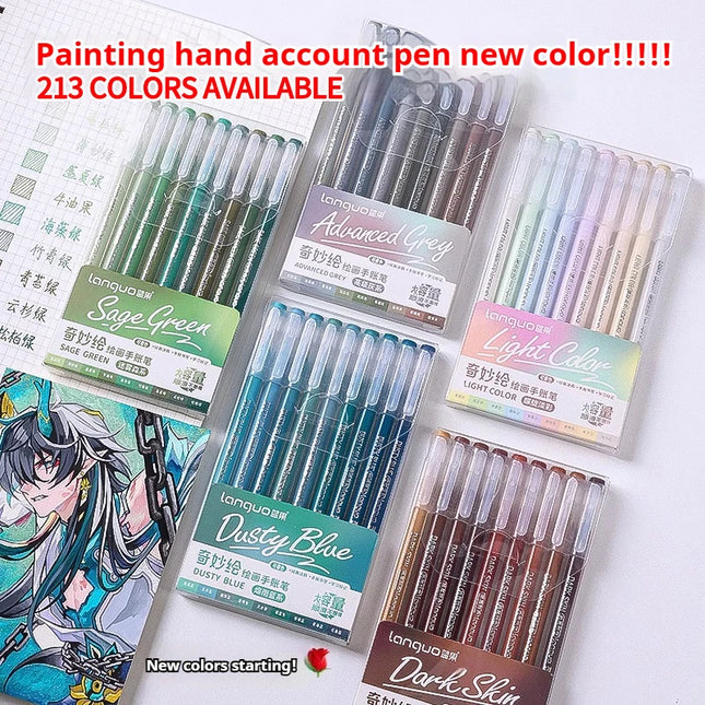 105-Color Hand Account Gel Pen Languo Morandi Retro Pen Large-Capacity Color Handbook Pen for Student Painting Graffiti Writing