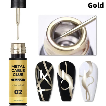 5ml Super Bright Silver Metallic Painting Liner Gel Nail Polish Drawing Stripe Graffiti Mirror Pull Line UV Gel Varnish