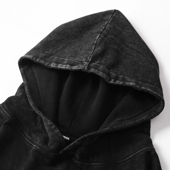Retro Men Heavyweight 350gsm Hoodies Sweatshirts Streetwear Unisex Loose Wash Cotton Thin Hooded Sweaters Coat Hip Hop Outwears