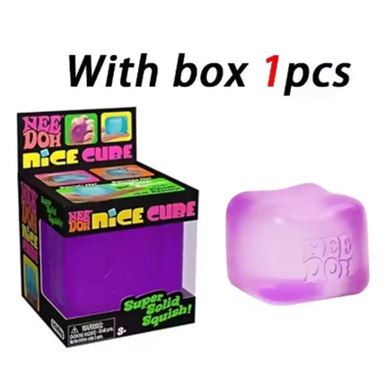 Schylling Needoh Nice Cube -Stress Relief Squishy Toy, Sensory Toy, Cube Squeeze Ball, Vent Toy, Kids Gift, Red Purple Blue, Sn