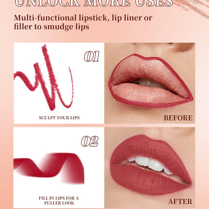 QIBEST Tapered Gradient Lip Liner Makeup Sets Matte Nude Brown Red Lipstick Waterproof Contouring Lipliner Lasting Makeup Kits