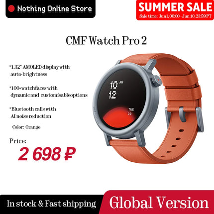 hot sale CMF Watch Pro 2 1.32" AMOLED Bluetooth 5.3 BT Calls with AI Noise Reduction GPS Smartwatch CMF watch