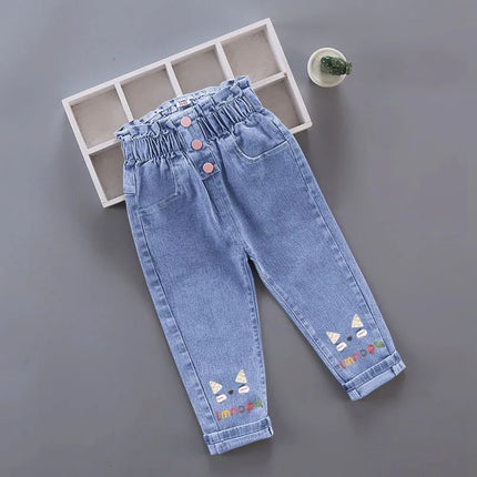 Girls' Pants Kids' Clothes Children's Jeans Cowboy Denim Pants Spring Autumn Fashion Clothing Streetwear Casual Harajuku