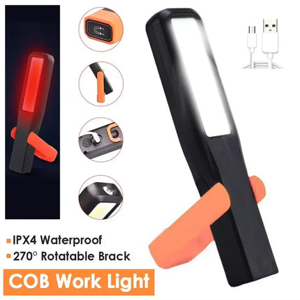 Portable USB Rechargeable COB Work Light Car Detailing Inspection Light Magnetic LED Flashlight Hanging Lamp Camping Torch