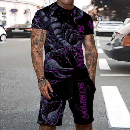 Summer Men's O Neck Short Sleeve Shorts Set 3D Tiger Printed Casual T Shirt Cool Personalized Streetwear Set Men's Sportswear