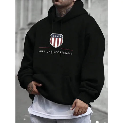 2025 Men's Hoodie Warm Men's Sweatshirt Fashion Street Casual Men's Loose Cool 1949 Printed Pullover  Hoodie