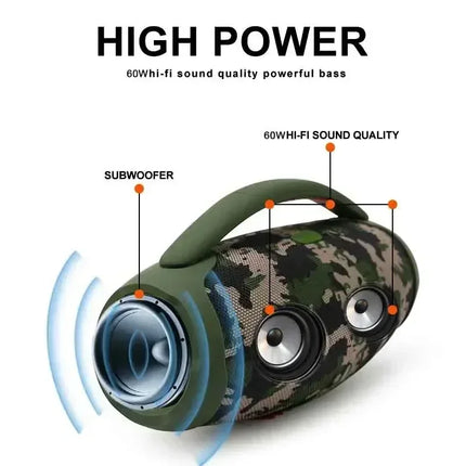 100W High-power Portable Bluetooth Speaker Outdoor Sports RGB/USB/TF Card Subwoofer 360 Surround Sound War Drum Speaker