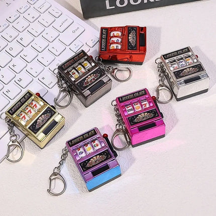 Simple Fashion Trend Keychain Toy Fruit Machine Slot Machine Keychain Personalized Creative Car Pendant Key Ring GiftAccessories