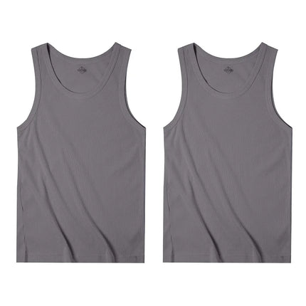 Maden Casual Men's Sleeveless Tank Tops Heavyweight Solid Color Ribbed Vest for Summer Slim Fit Sports Fitness Training T-shirt