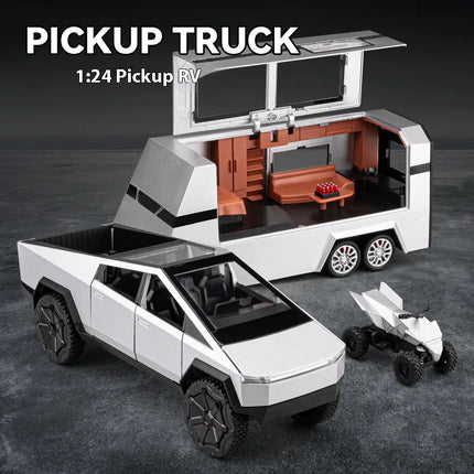 Cyber truck pickup trailer RV metal alloy toy car model die-casting off-road vehicle men's gift collection truck ornaments