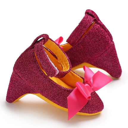 10CM/10.5CM Fashion Infant Newborn Baby Girl High Heels Shoes Princess Bow First Birthday Party Shoes Photo Props Shoes