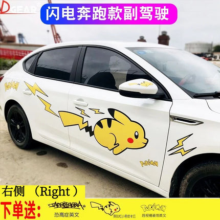 popular anime Pokemon cute Pikachu car sticker Scratch obstruction waterproof Cartoon creative car door decal sticker