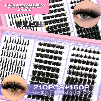 Veltrinay Fake Lashes Mink Lashes Plush 3D False Eyelashes Clear band Accent Cat Eye Lashes False Lashes Makeup