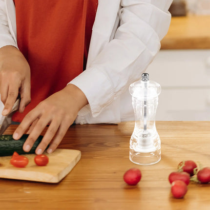 Refillable Manual Pepper and Salt Mill Professional Pepper Grinder Kitchen Gadget Transparent Sturdy High Efficiency Grinding