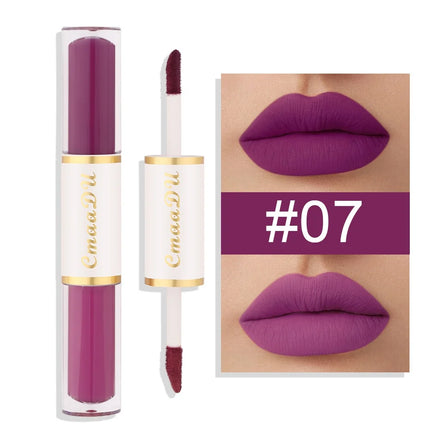 8 Colors Velvet Matte Liquid Lipstick Double-ended Lip Gloss Long-Lasting Waterproof Easy Color Non-stick High Pigment Lipgloss