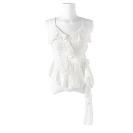 Unique SEI Korean Style Summer Irregular Lace Trim Splice Slimming Strap Top Rivet Denim Shorts Women's Commute Straight Leg Fit