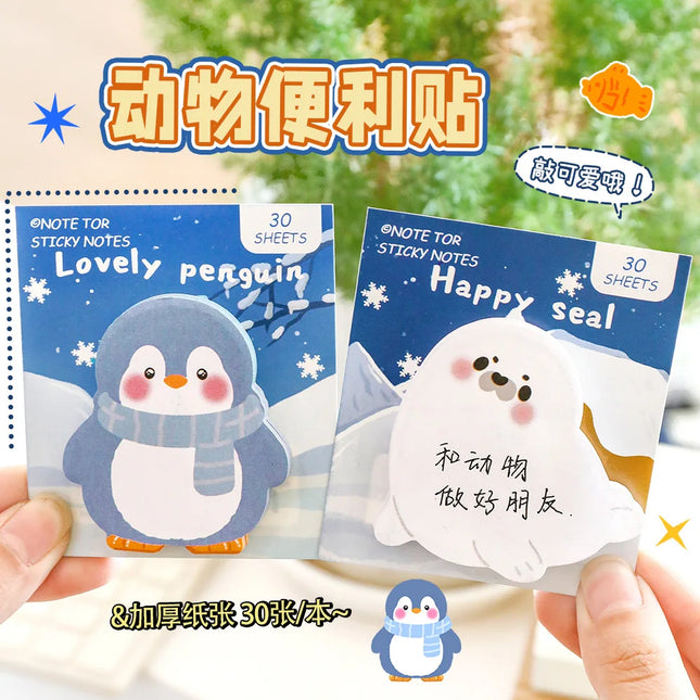 Ins Cartoon Cute Animal Sticky Note Student Special-shaped Penguin Note Book Can Paste Messages and Notes N Times Memo Pad