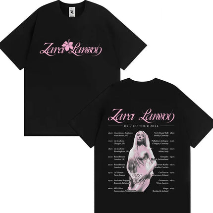 Zara Larsson Midnight Sun Global Tour Merch T-Shirt Men Women Album Poster Graphic Print Cotton Tees Neck Loose Oversized Tops