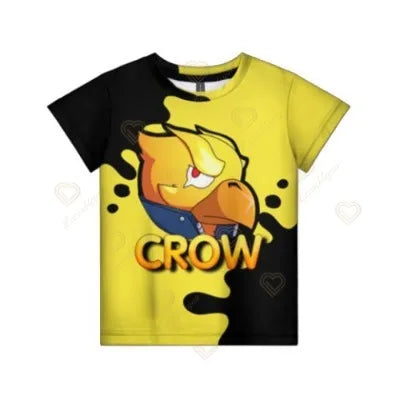 Anime T-shirt Children's Clothing Short Sleeve Tshirts Mico Kit Crow Leon Larry Lawrie Cartoon Kids T Shirts