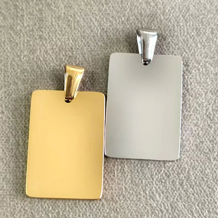 20pcs Stainless steel exquisite buckle rectangular blank pendant mirror polished stainless steel pendant for DIY making necklace