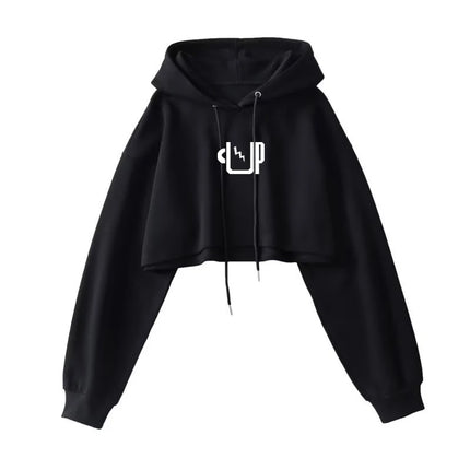 Sexy Short Hooded Sweatshirts Women Fashion Solid Color Long Sleeve Crop Tops Korean Streetwear Pullover Hoodies Female