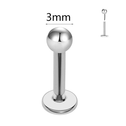 ASTM F136 G23 Titanium The ball Tragus Earring Threadless Piercing Heart Cubic zirconia Pin Daith Conch Push in Labret Stud