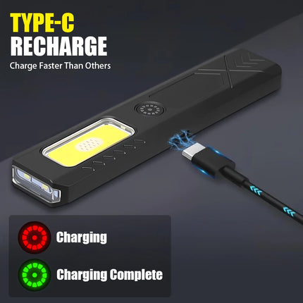 Mini Portable Rechargeable LED Torch Light, Waterproof Outdoor Work Pocket Flashlight with Magnetic Grip, Compact LED Flashlight