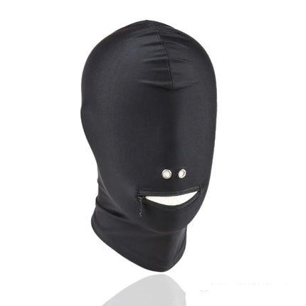 Elastic Full Cover Face Mask Wet Look Breathable Open Eyes Zip Mouth Slave Queen Roleplay Unisex Headgear sex toys for Couples