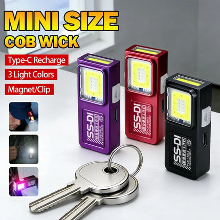 Mini Portable Rechargeable LED Torch Light, Waterproof Outdoor Work Pocket Flashlight with Clip Magnet Compact LED Flashlight