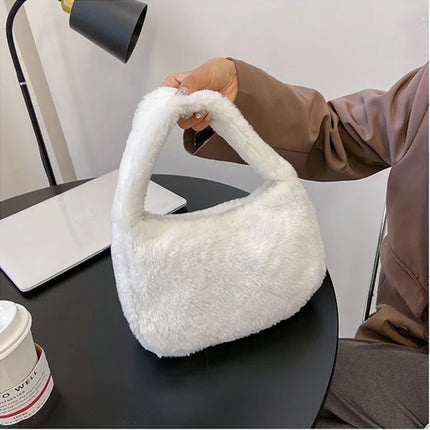 Y2k Korean Plush Retro Leopard Print Bags for Women Underarm Bags Leopard Zebra Pattern Fluffy Tote Bags Small Purses Handbags